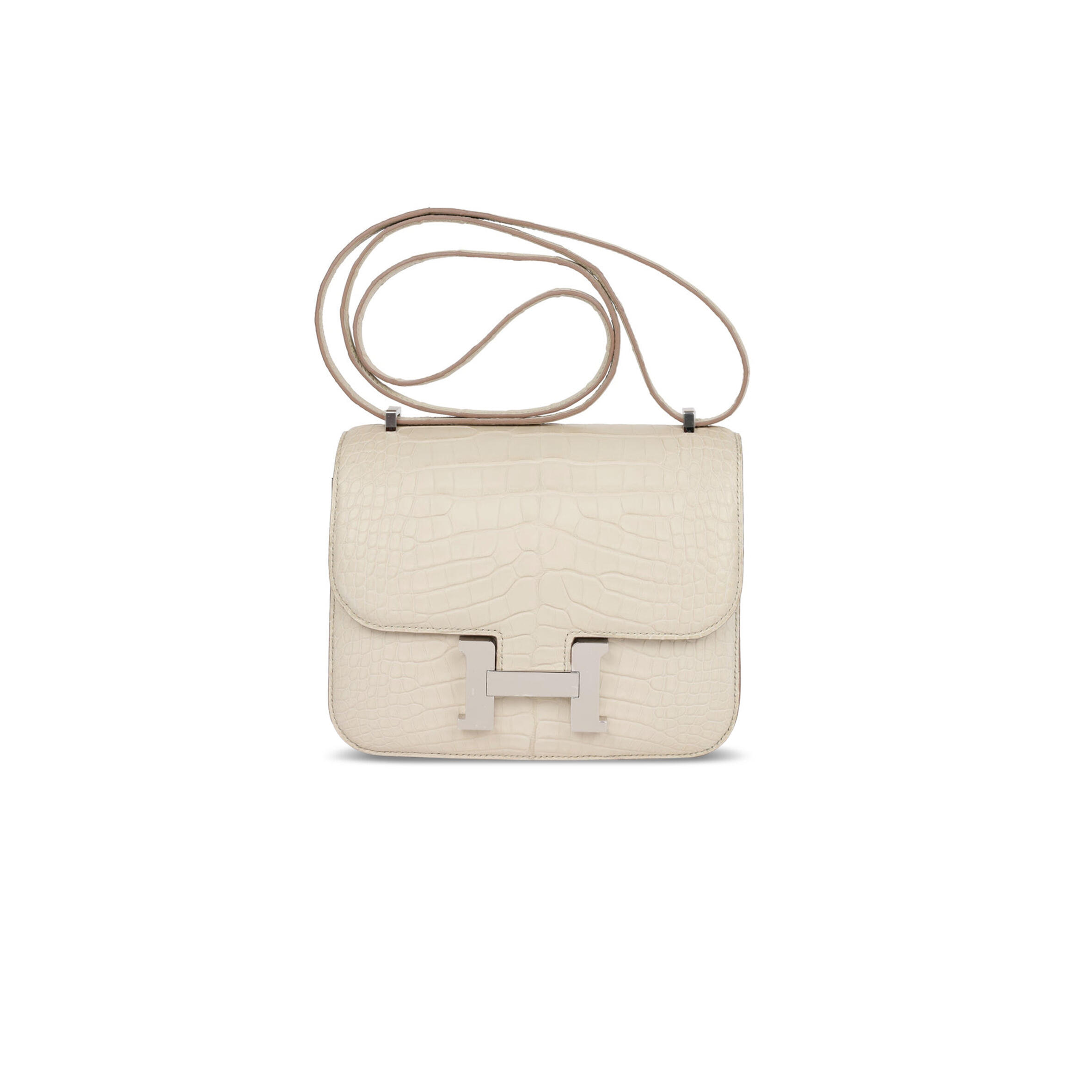 HERMES MASTER CONSTANCE 18 MATTE ALLIGATOR PALLADIUM HARDWARE (18*15*4cm)